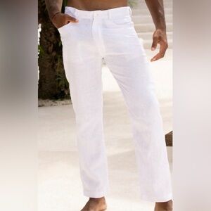NWT Kenny Flowers “The Casa Blanca White Linen Vacation Pants”